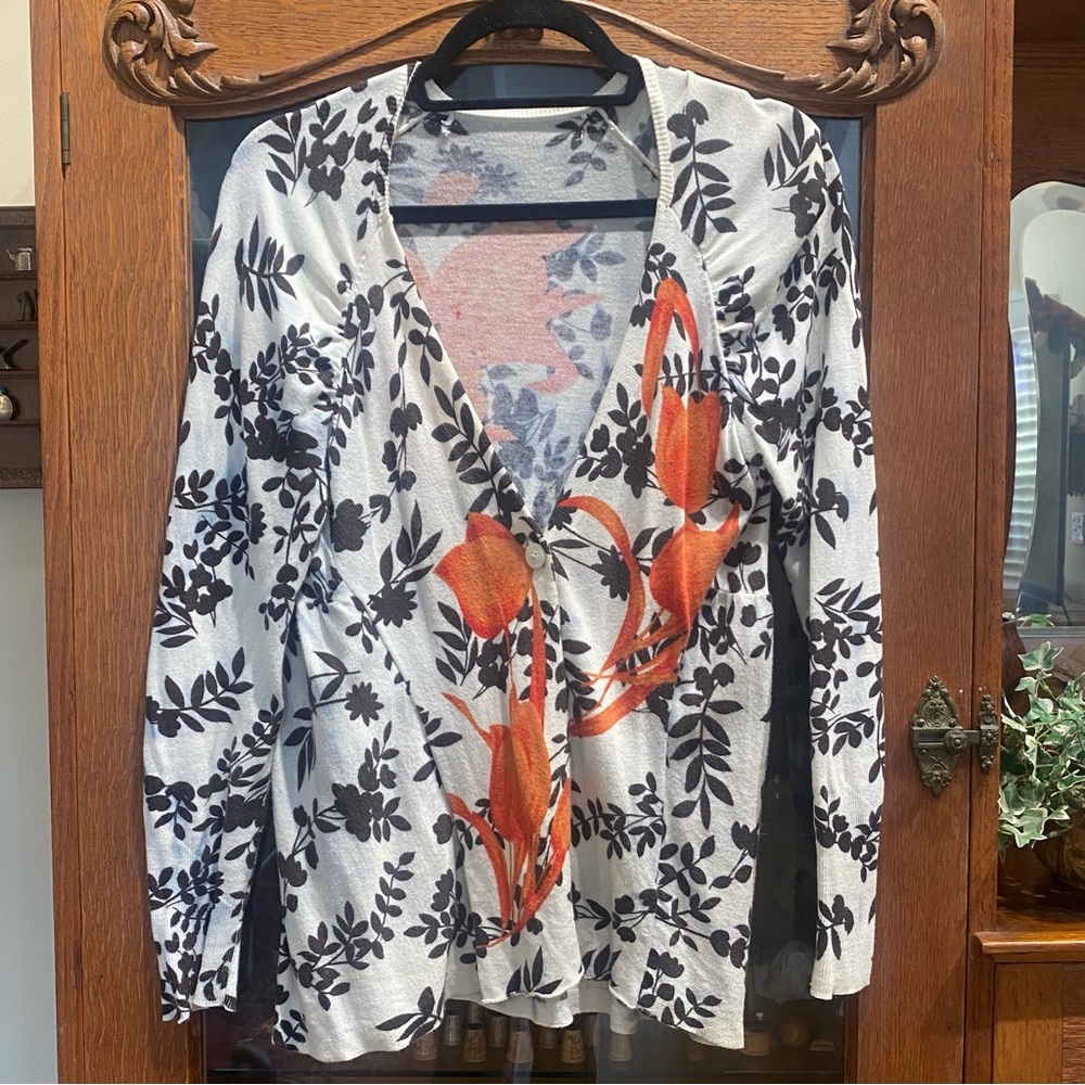 Anthropologie Knit Floral Cardigan Sweater